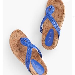 Talbots‎ MARCI BRAID SANDALS women’s size 9M purple/blue EUC cork flip flops